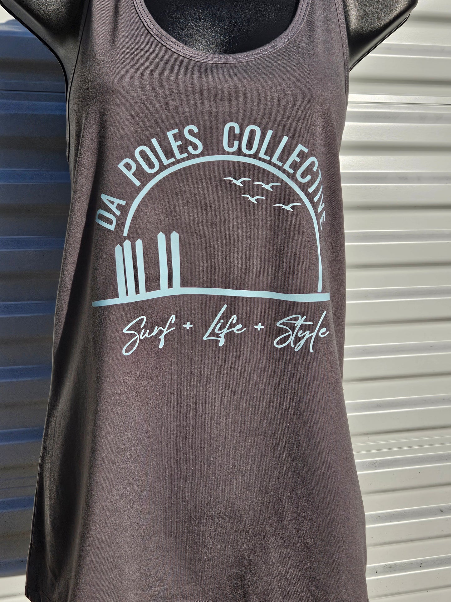 Ladies Da Poles Sunrise Logo Tank - Charcoal