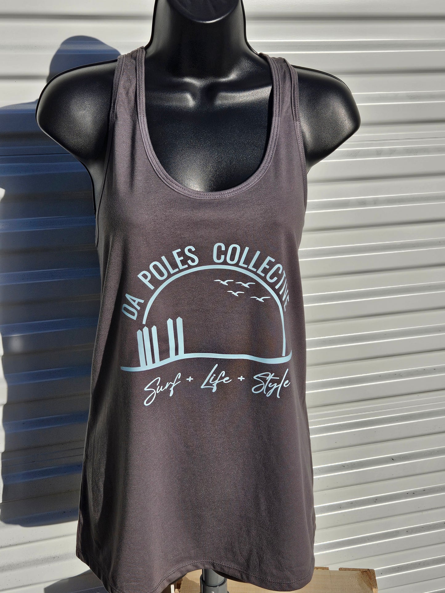 Ladies Da Poles Sunrise Logo Tank - Charcoal