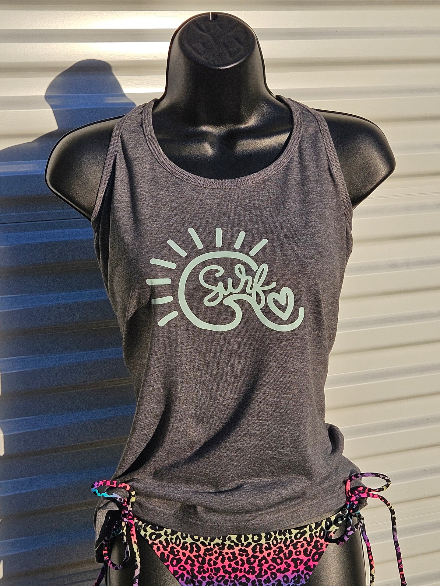 Ladies Stylized Surf Tank - Heather Gray