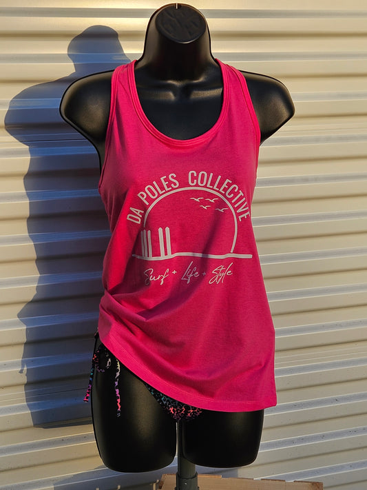 Ladies Da Poles Sunrise Logo Tank - Raspberry