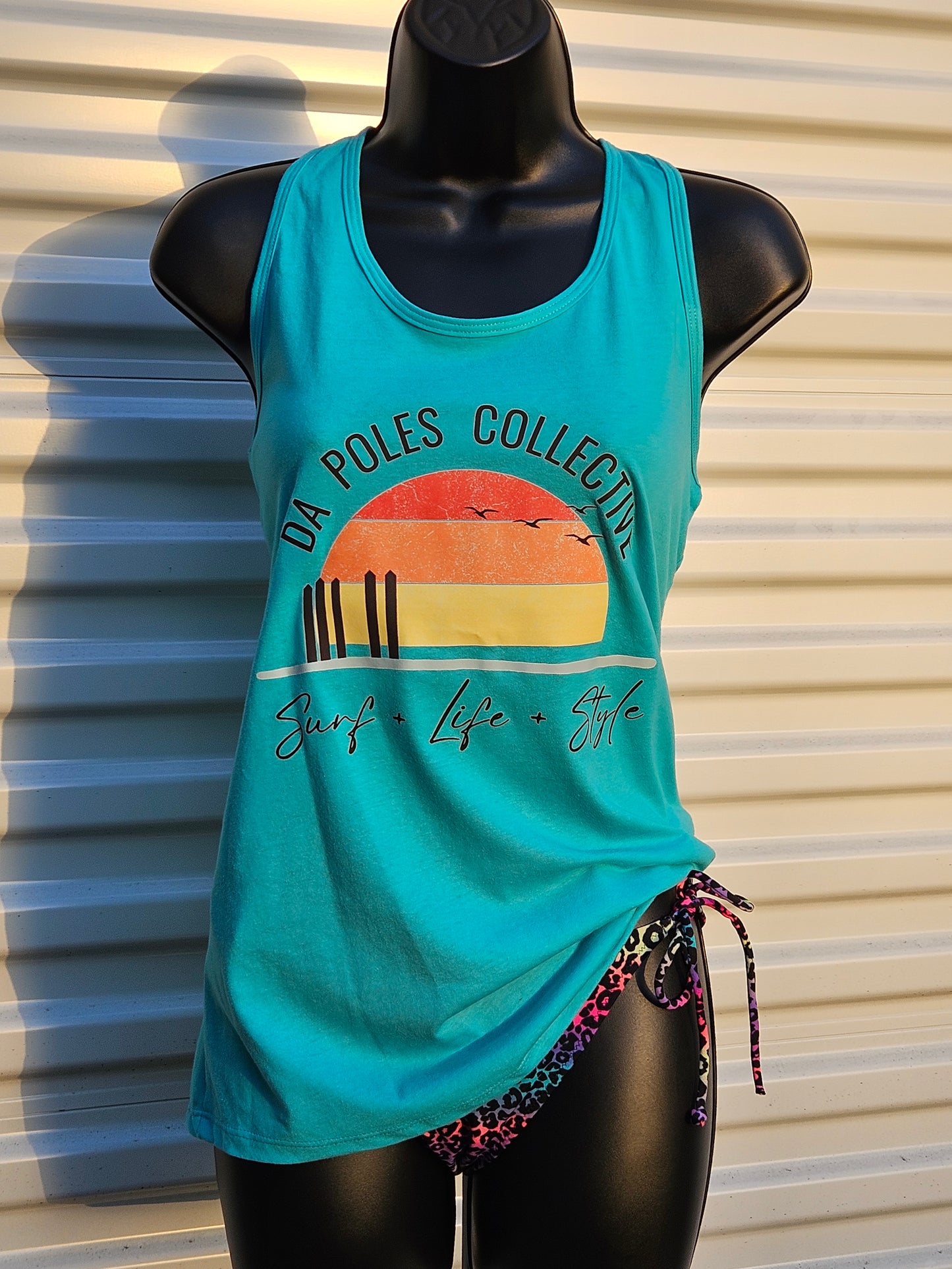 Ladies Da Poles Sunrise Logo Tank - Tahiti Blue