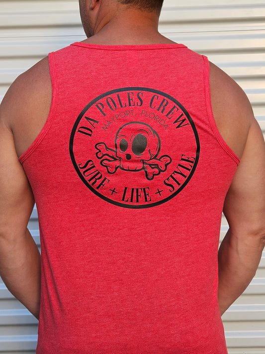 Unisex Surf Life Style Logo Tank Top - Heathered Red