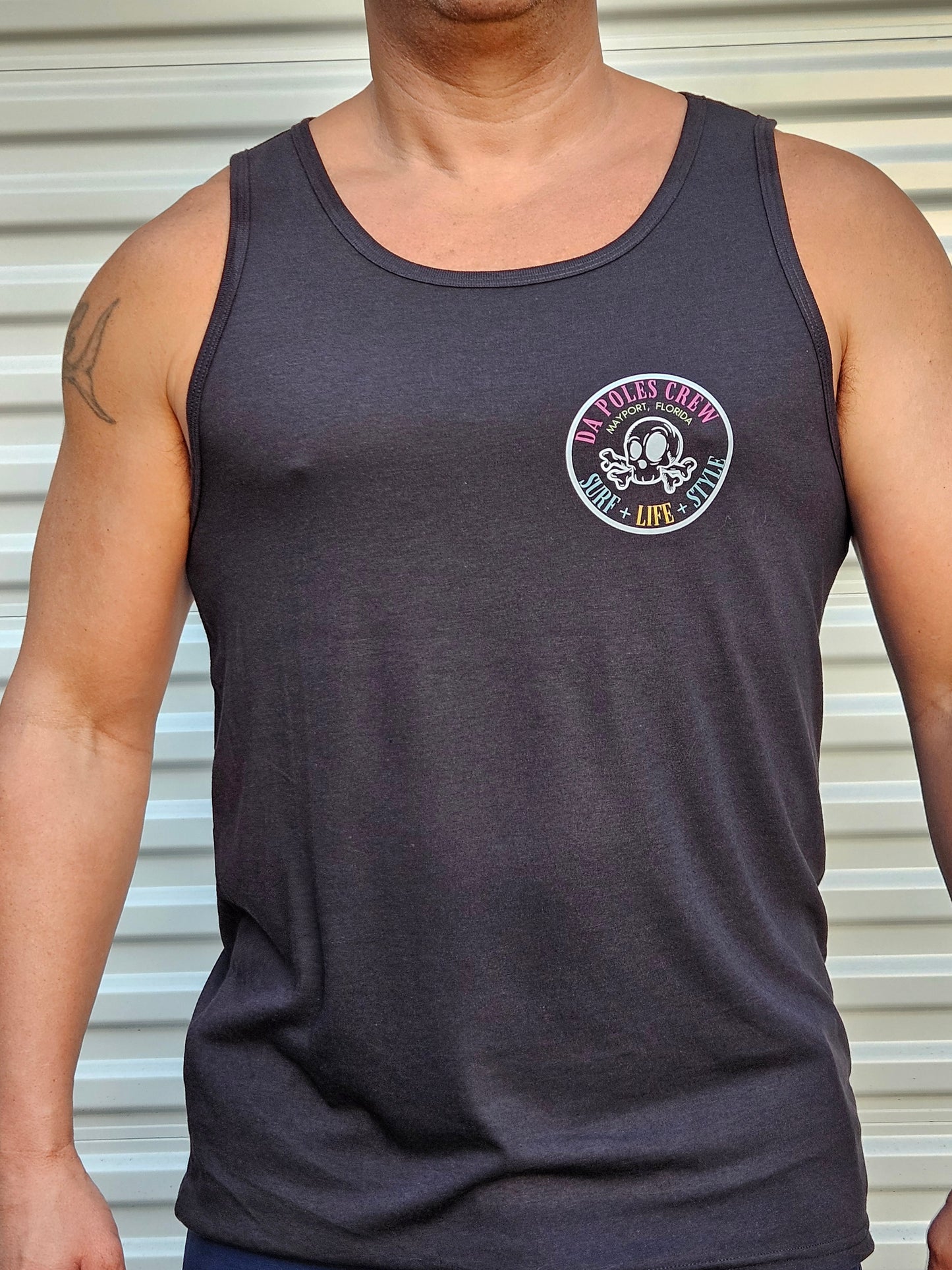 Unisex Surf Life Style Logo Tank Top - Black Multi